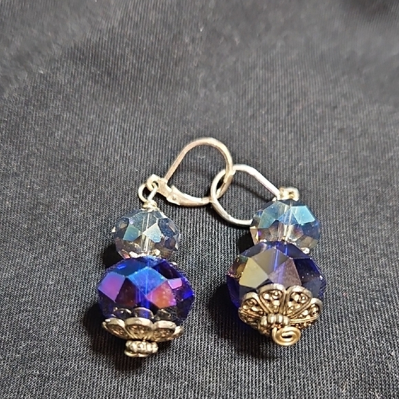 Dazzling Silver and Blue Drop Earrings - Picture 12 of 16